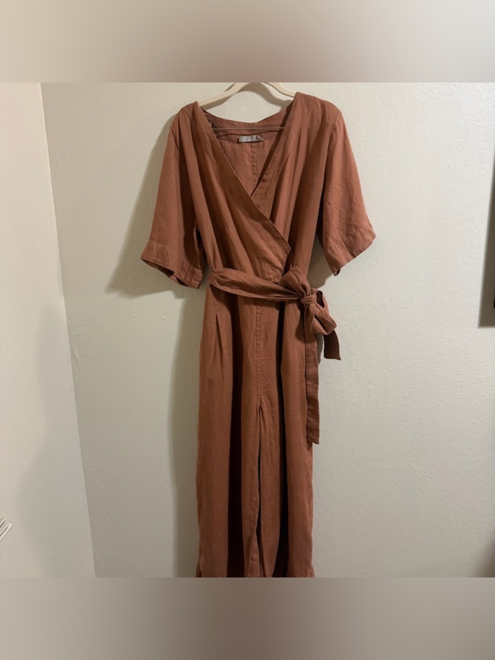 Everlane The Wrap Jumpsuit – Carob Brown 100% breathable linen boho silhouette 8 - Picture 3 of 13